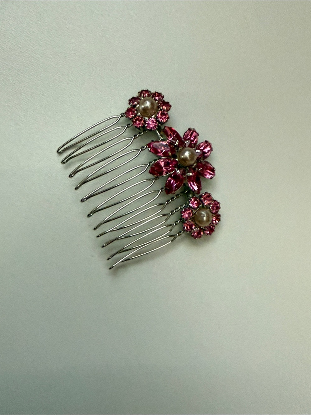 Tarina Tarantino Pink Floral Pearl & Crystal Hair Comb